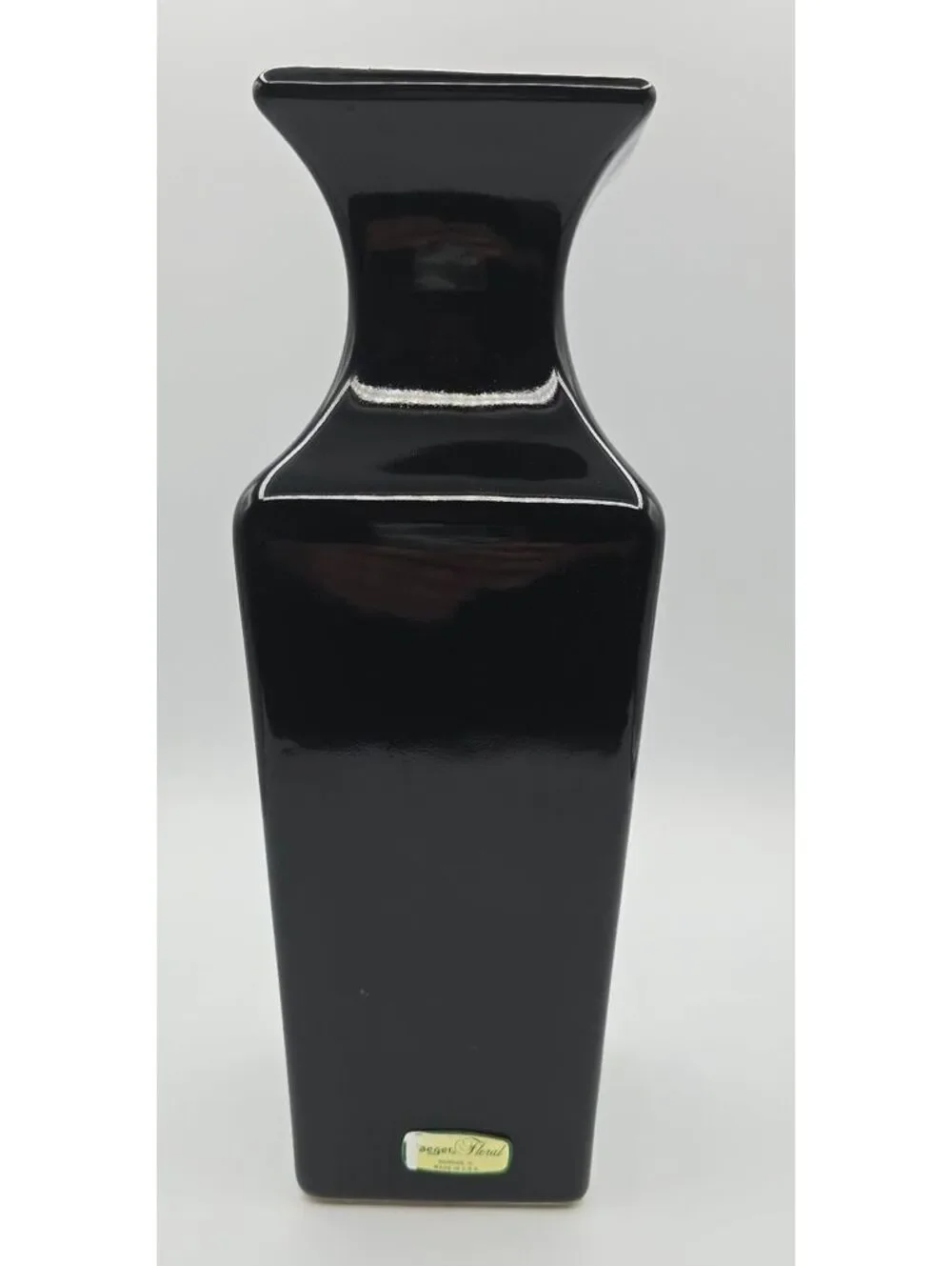 Haeger Floral Black Ceramic Modern Vase 616-05 USA 2004 12